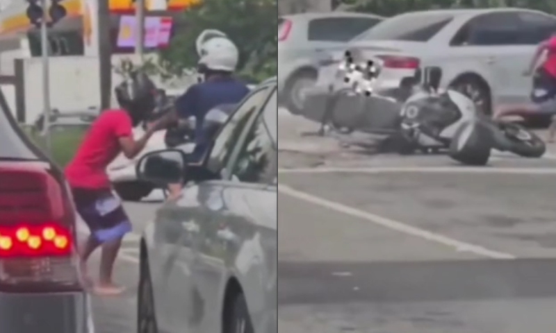 Revoltado com a bandidagem, motorista atr0pela ladrões e impede assalto no meio do trânsito; veja vídeo