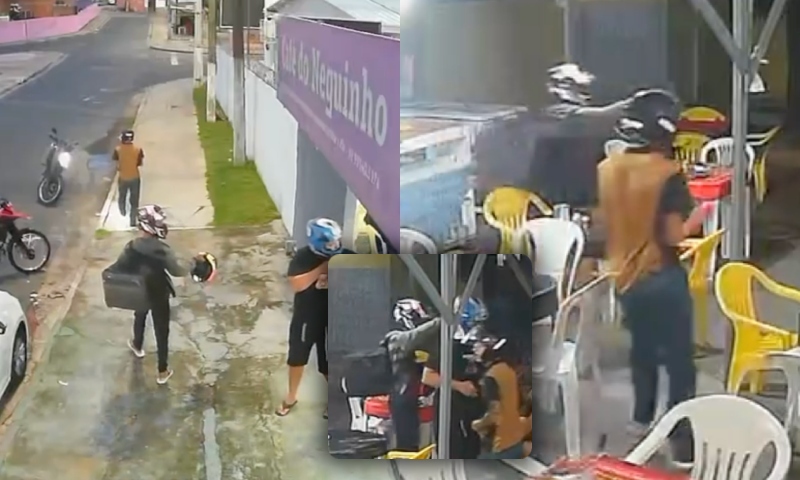 Bandidos “tocam o terror” durante assalto em banca de café no bairro Alvorada; veja vídeo