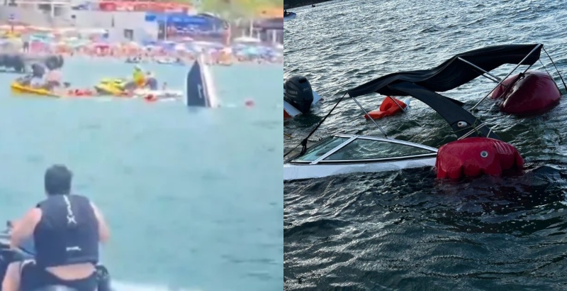 Desesperador: lancha com turistas afunda em Balneário Camboriú; veja vídeo