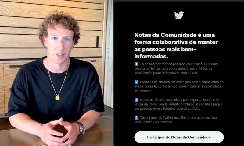 “Que nem o X/Twitter”: Mark Zuckerberg diz que Facebook vai tirar os “verificadores de Fatos” e substituir por Feedback da Comunidade; veja vídeo