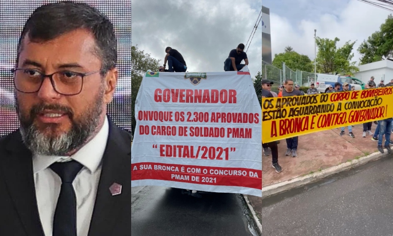 “A bronca é contigo, Wilson Lima!”: aprovados em concursos fazem manifestação em frente à sede do Governo em Manaus; veja