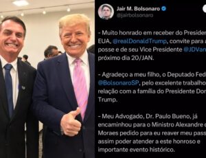 Bolsonaro recebe convite de Trump para posse nos EUA e pede ao STF devolução do passaporte; veja vídeo