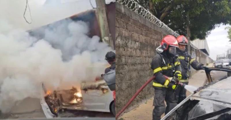 ‘Perda total!’: carro de cliente pega fogo na frente de churrascaria em Manaus; veja vídeo
