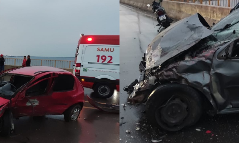 Acidente grave na Ponte Rio Negro deixa motorista preso às ferragens; veja