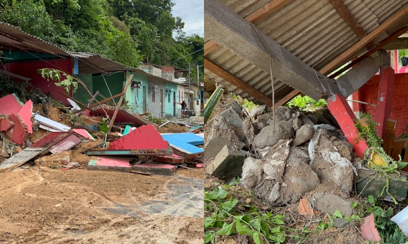 Famílias perdem tudo após casas desabarem por conta de forte chuva em Manaus; veja vídeos