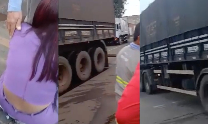 Cenas fortes: mulher vai andar de moto com a irmã e termina sendo esmagada por caminhão na Duque de Caxias; veja vídeo