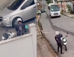 Bandido da moto branca 'toca o terror' no bairro Lírio do Vale: "2º assalto no mesmo dia"; veja vídeo