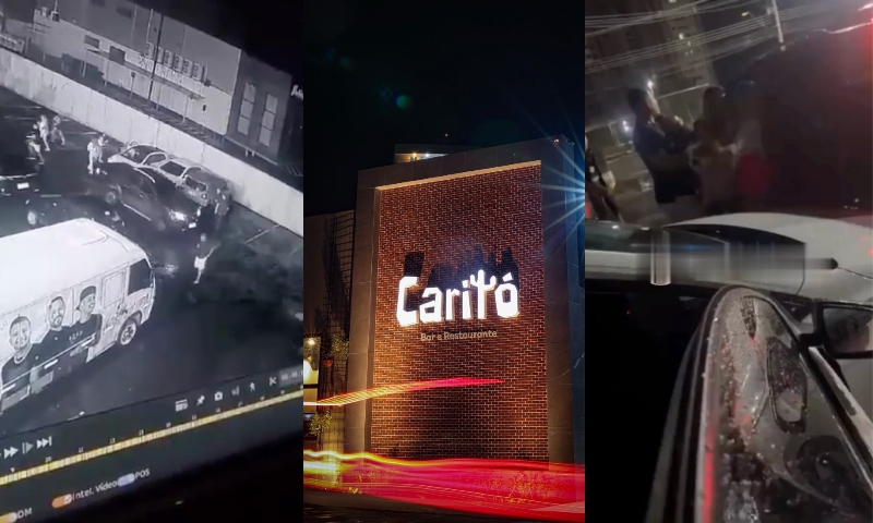 Veja momento em que homens são baleados por sargento da PM no estacionamento do Caritó