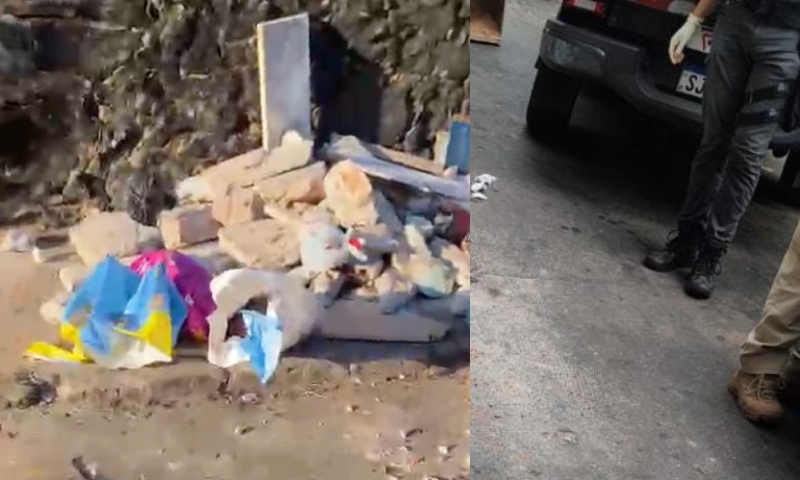 Moradores encontram cabeça humana e corpo mutilado em lixão; veja vídeos