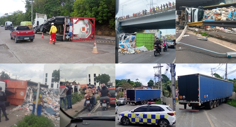 Manaus registrar quatro acidentes envolvendo carretas em menos de 15 dias: “Tá perigoso demais”, diz população; veja vídeos
