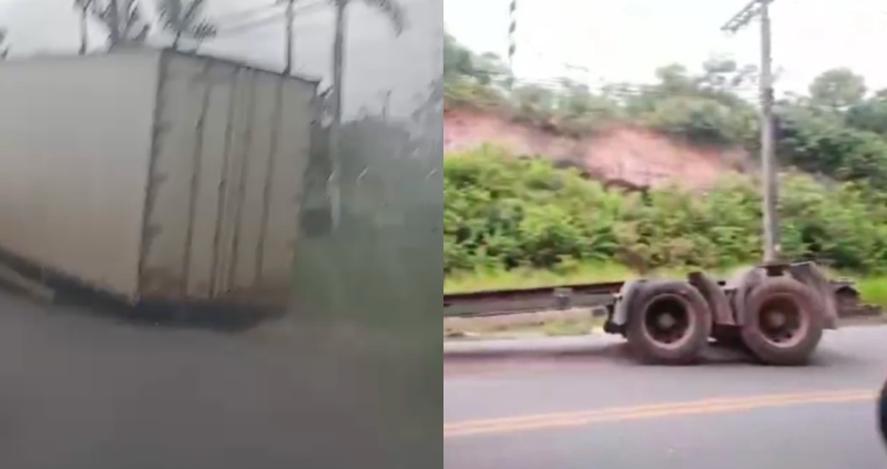 Carga de carreta se desprende e deixa trânsito caótico no Distrito Industrial; veja vídeo