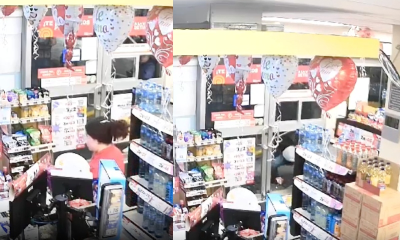 Ladrão é surpreendido com chuva de bala no momento em que tentava assaltar loja de conveniência; veja vídeo