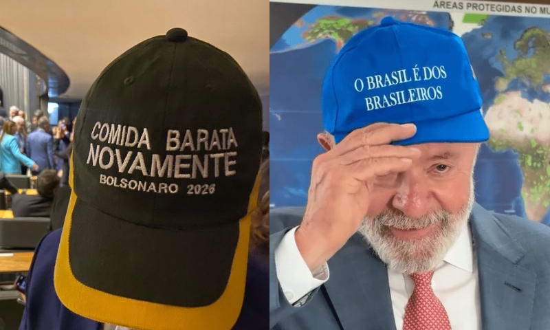 Guerra dos Bonés: oposição provoca Lula com a frase “Comida Barata Novamente, Bolsonaro 2026”; veja vídeo