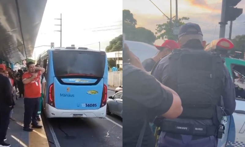 Grávida é agredida por bandidos durante assalto a ônibus em Manaus; veja vídeos