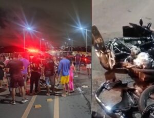Urgente: carreta faz retorno proibido, causa acidente e deixa motociclista em estado gravíssimo na Ponte do Rio Negro; veja vídeo