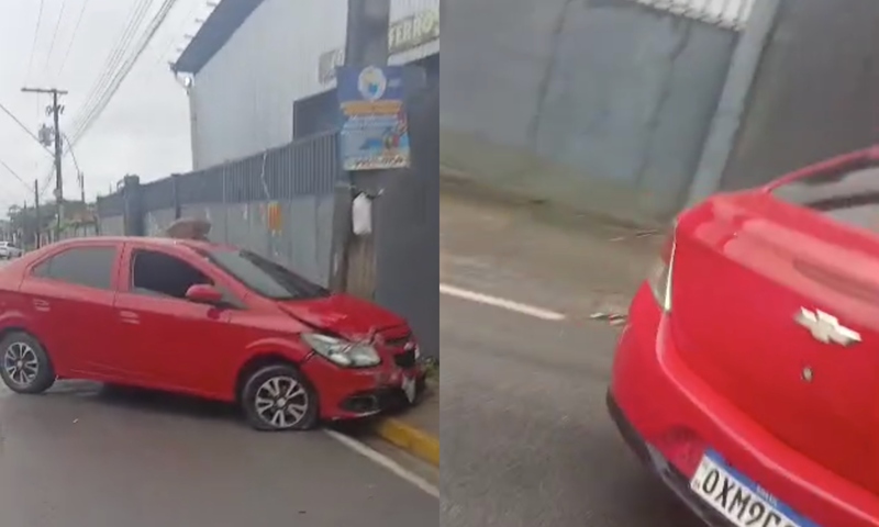 Carro invade calçada e atropela pedestre no Santa Etelvina