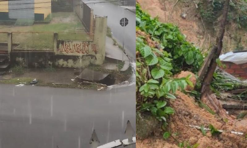 Chuva causa deslizamentos e deixa casa com risco de desabamento em Manaus, diz Defesa Civil