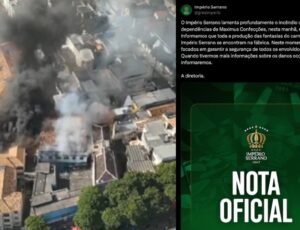 Incêndio atinge fábrica de fantasias da escola de samba Império Serrano; veja vídeo