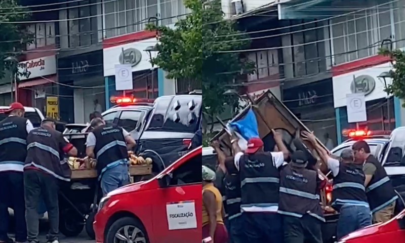 Humilhação e desrespeito: funcionários públicos apreendem mercadorias de ambulantes no Centro de Manaus; veja vídeos