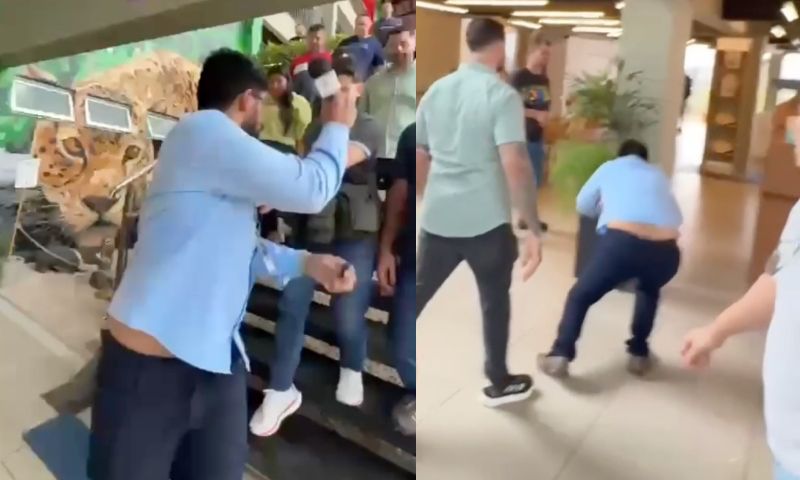 Cena digna de novela: repórter do Radar Amazônico se joga no chão e finge ser atacado em coletiva; veja vídeo