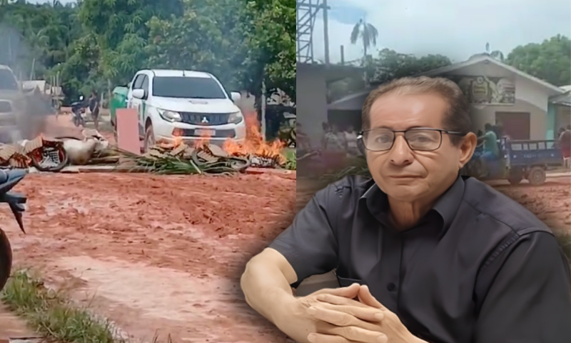 Moradores da Carauari fazem protesto contra o prefeito Airton Siqueira: “Ninguém é porco pra viver na lama”