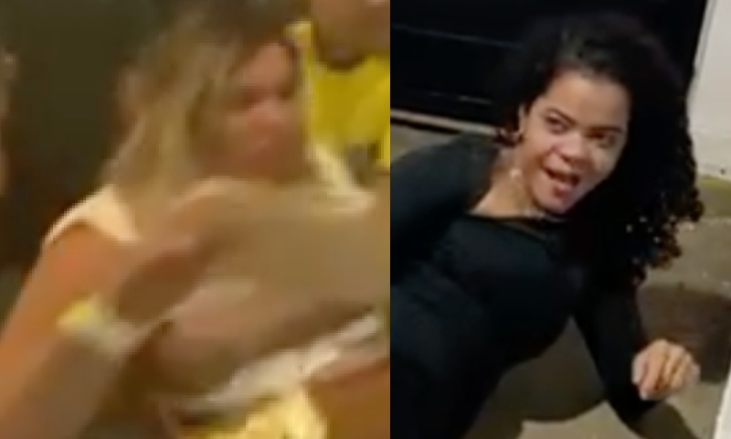 Loira e morena disputam coração de homem casado em banheiro de bar; veja vídeos