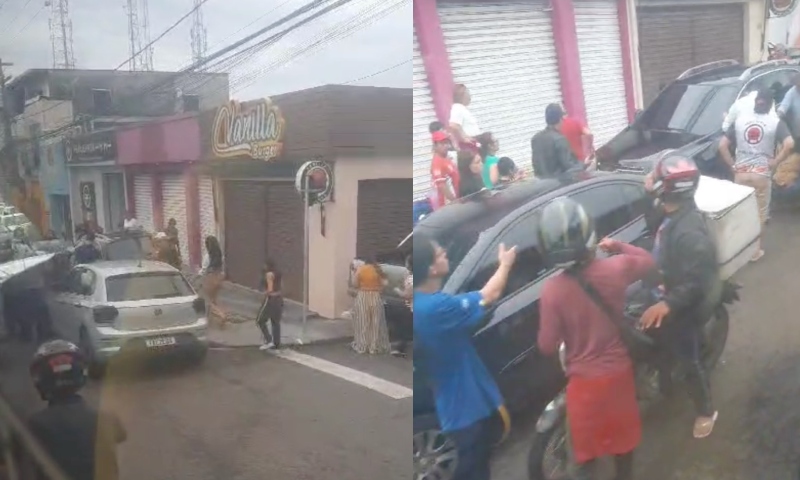 Mãe e filho são atropelados por carro que invadiu a calçada no bairro Dom Pedro; veja vídeo