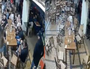 Amigos de bar impedem assalto usando cadeira; veja vídeo
