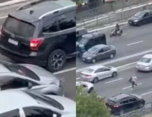 "Virou o Rambo": Policial civil dispara tiros de fuzil no trânsito para deter criminoso; veja vídeo
