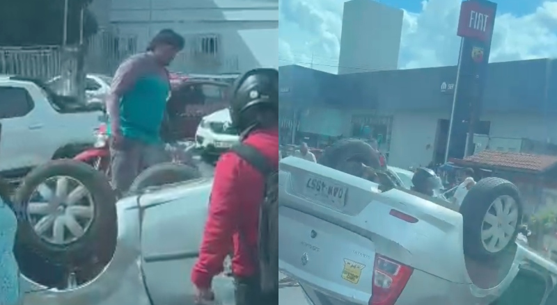 Urgente: motorista fica preso às ferragens após capotamento no Coroado; veja vídeos