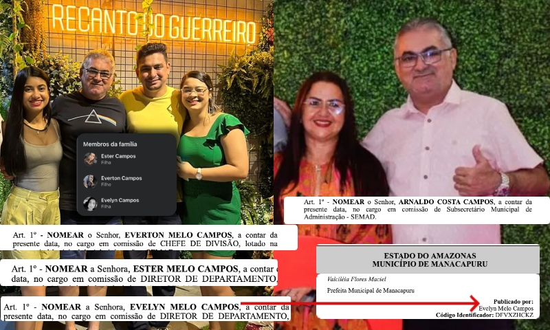 Exclusivo: “Nepotismo e peixada”; “Paizão” da SEMAD consegue cargos para filhos na prefeitura de Manacapuru