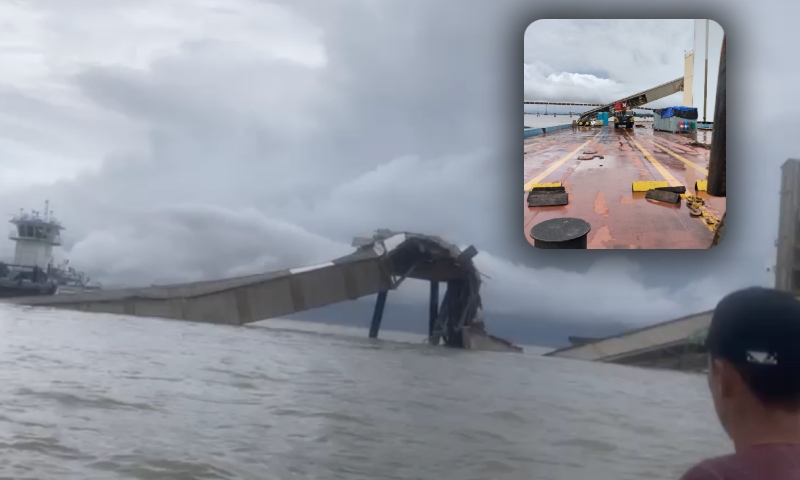 “Destruiu tudo!”: balsa de containers derruba terminal de grãos em porto do Pará; veja vídeo