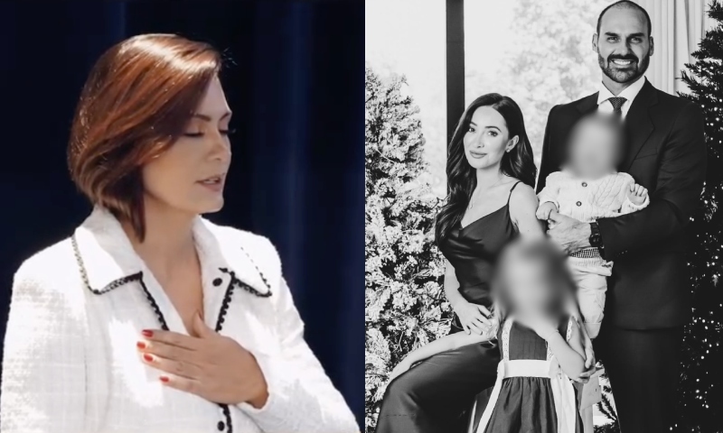 Michelle declara estar em oração após Eduardo Bolsonaro sofrer exílio nos EUA com esposa e filhos; veja