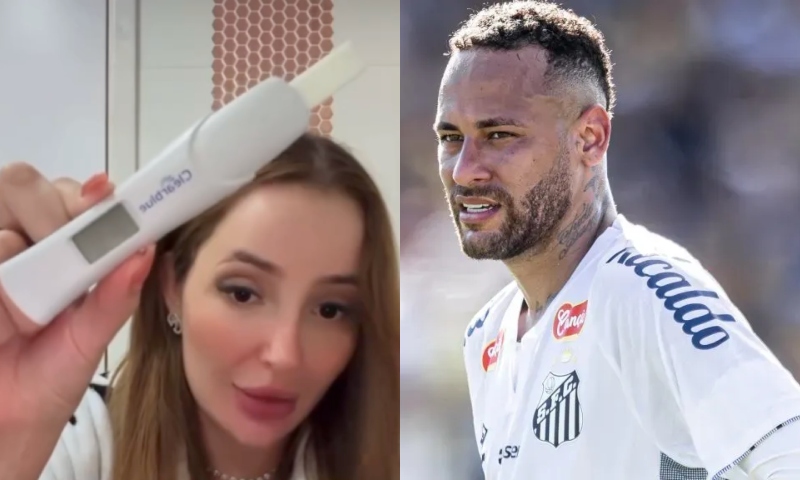 ‘Ruiva do job’ que participou de orgia com Neymar faz teste de farmácia e afirma que está grávida; veja vídeos