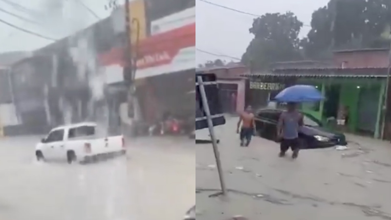 Chuvas fortes deixam várias ruas alagadas e causam transtornos em Manaus; veja vídeos