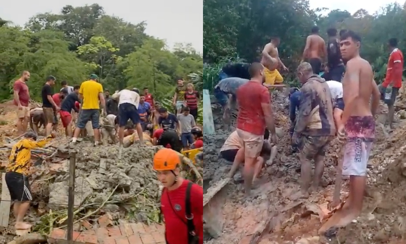 Desesperador: vídeos mostram população tentando salvar vítimas soterradas no Fazendinha; veja