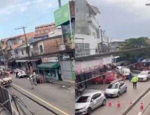 Avenida é interditada na Compensa após poste pegar fogo; veja vídeo