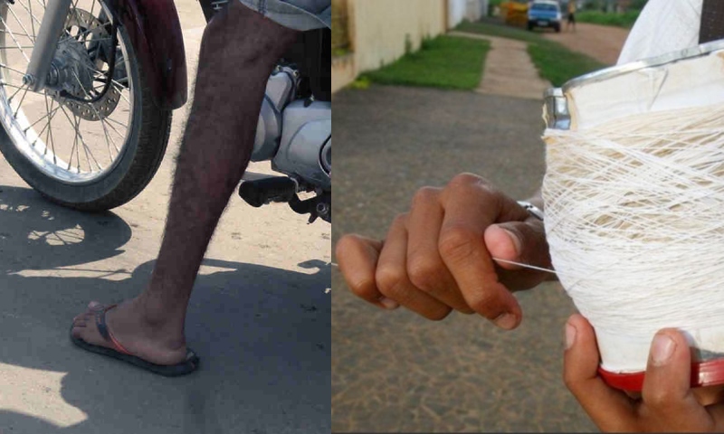 Combinação perigosa: homem descobre da pior forma porque não se deve pilotar moto de chinelo; veja