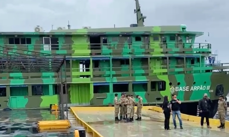 Governador Wilson Lima entrega Base Arpão 3 para combater narcotráfico no rio Solimões; veja vídeo