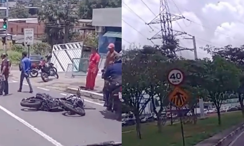 Acidente de moto gera engarrafamento na Avenida das Torres; veja vídeo