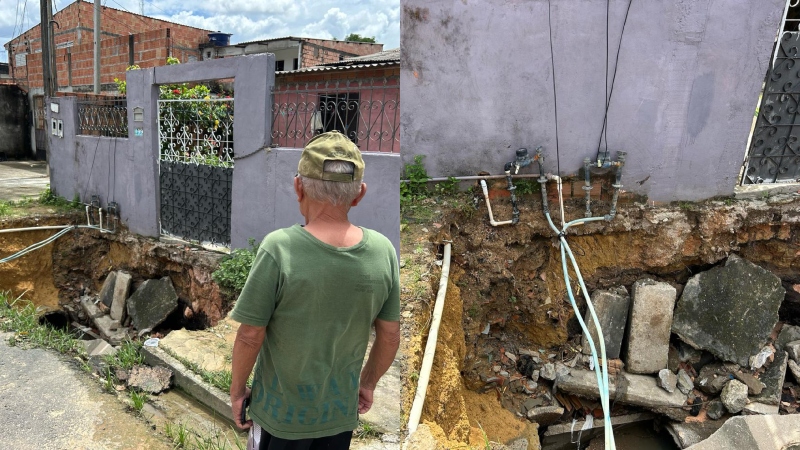 Moradores do Tarumã denunciam obra inacabada da Águas de Manaus: ‘Destróem as ruas e vão embora’; veja
