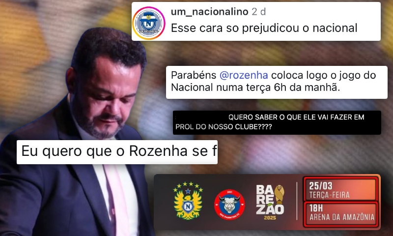 Torcedores do Nacional FC detonam Rozenha na vice-presidência da CBF: “já entrou prejudicando o time”; veja