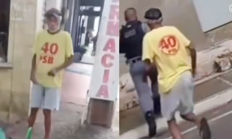 Idos0 tenta esf4quear PM e policial é obrigado a reagir; veja vídeo