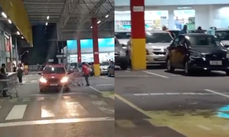 Mulher flagra marido fazendo rancho com a amante no Supermercado Nova Era em Manaus; veja vídeo