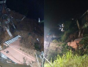 Cenário de destruição: forte chuva causa deslizamento na Orla de Borba; veja vídeo
