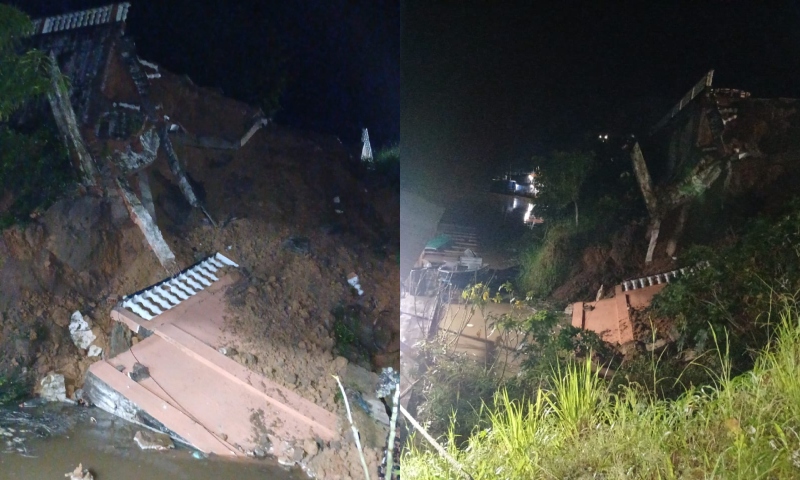 Cenário de destruição: forte chuva causa deslizamento na Orla de Borba; veja vídeo