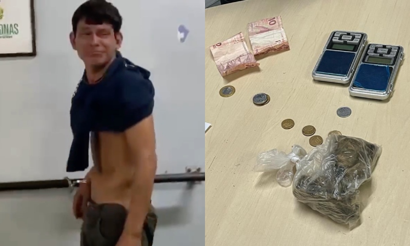 “Jovem empreendedor” chora após ser preso e perder trouxinhas de mac0nha em Manaus; veja vídeo