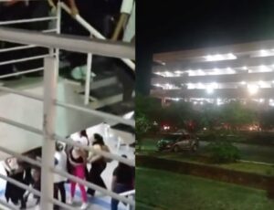 Estudante fica ferida após entrar em pânico e pular do 1º andar durante tiroteio na UEPB; vídeo