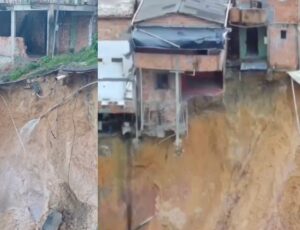 Casas desabam no Mauzinho e moradores fazem protesto; veja vídeo