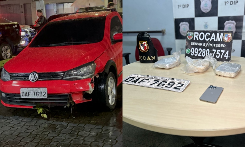 Traficante foge da polícia e abandona carro carregado de Oxi no Japiim; veja vídeo